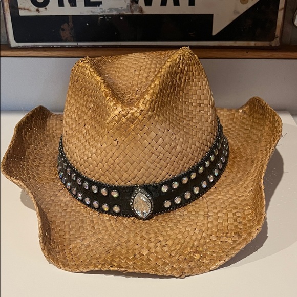 Peter Grimm Accessories - Peter Grimm Brown Straw Hat with Black Studded Band